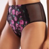 Golshan Gardenia Control Slip, Kadın Dantelli Çiçek Baskılı Siyah Yüksek Bel Külot