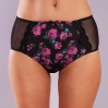 Golshan Gardenia Control Slip, Kadın Dantelli Çiçek Baskılı Siyah Yüksek Bel Külot