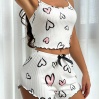 Beyaz Kalp Desen Detaylı 2Lİ Pijama Takımı