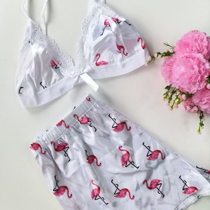 Şortlu Sexy Filamingolu Takım