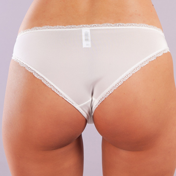 Golshan Glorin Mini Slip, Kadın Dantel Kenarlı Micro Ekru Külot