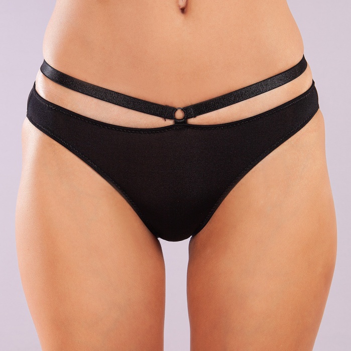 Golshan Gorbus Mini Slip, Kadın Micro Bel Şeritli Siyah Renkli Külot