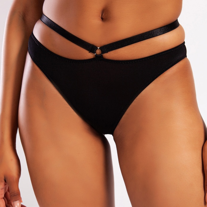 Golshan Gorbus Mini Slip, Kadın Micro Bel Şeritli Siyah Renkli Külot