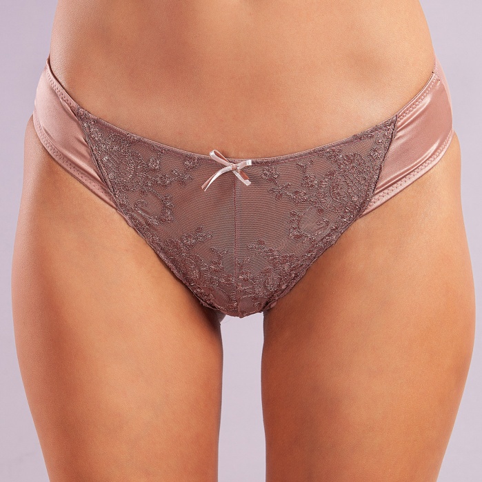 Golshan Giselle Mini Slip, Kadın Güpürlü Saten Bakır Külot