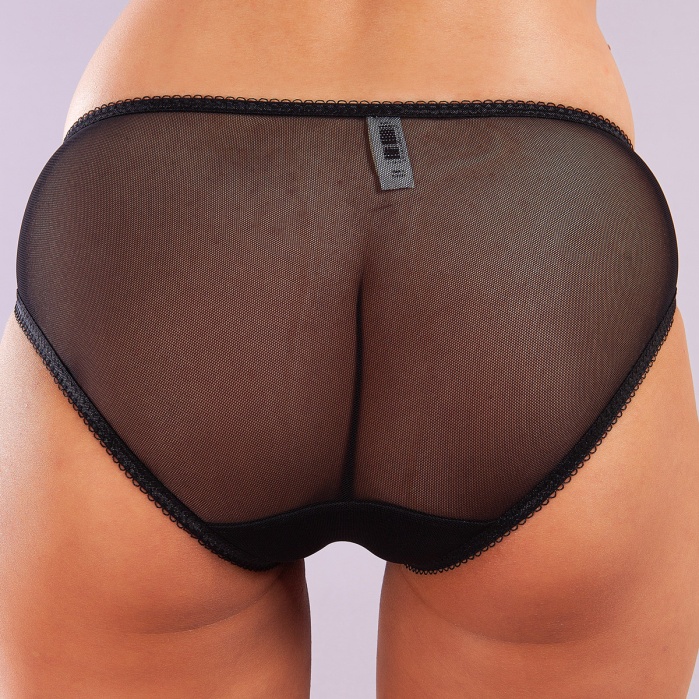 Golshan Gaspara Mini Slip, Kadın Güpürlü Tüllü Siyah Normal Kesim Külot