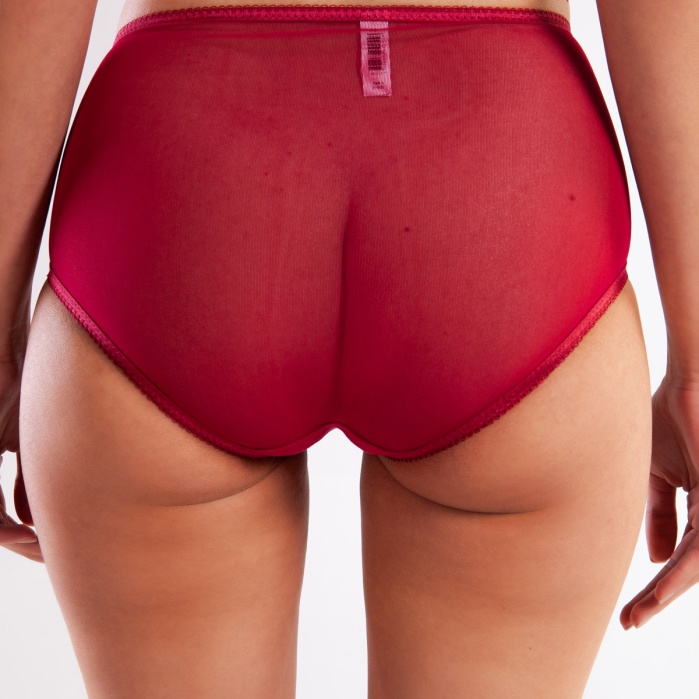 Golshan Gaspara Control Slip, Kadın Güpürlü Tül Şarap Renkli Yüksek Bel Külot