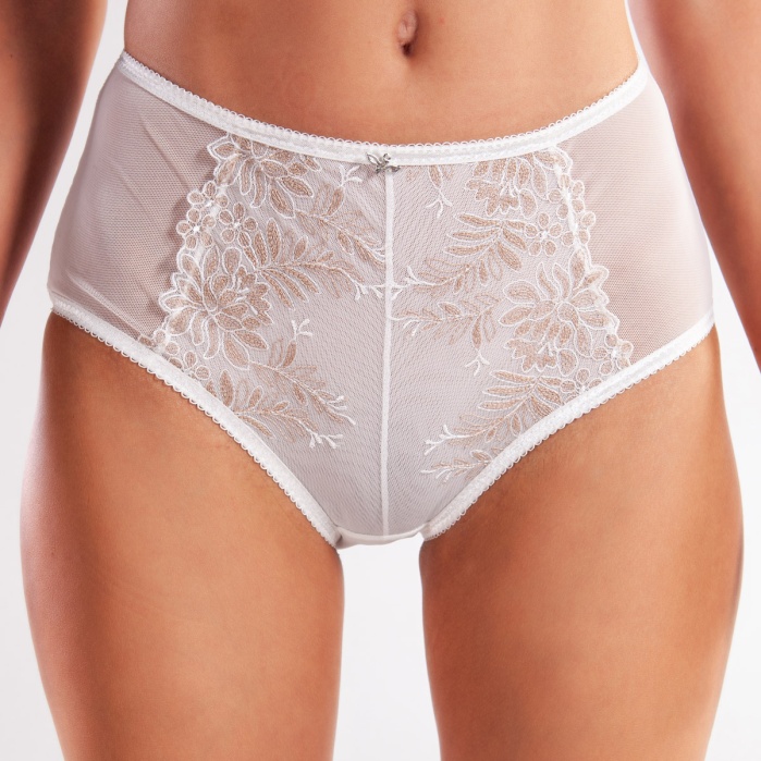 Golshan Gaspara Control Slip, Kadın Güpürlü Tül Ekru RenkYüksek Bel Külot