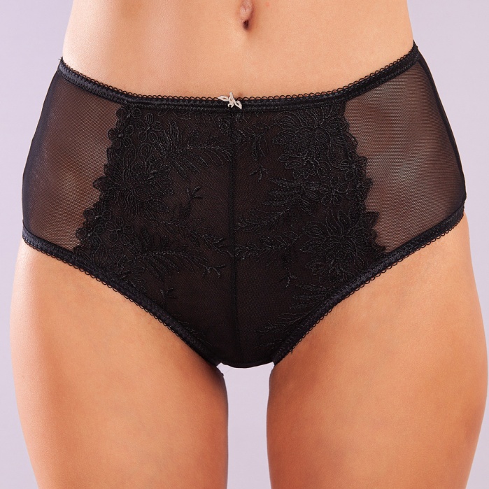 Golshan Gaspara Control Slip, Kadın Güpürlü Tül Siyah Renk Yüksek Bel Külot
