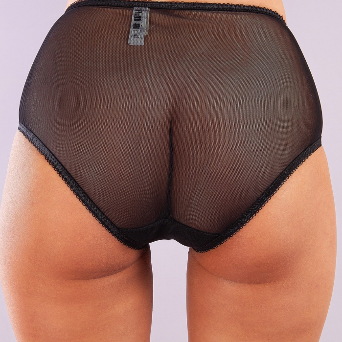 Golshan Gaspara Control Slip, Kadın Güpürlü Tül Siyah Renk Yüksek Bel Külot