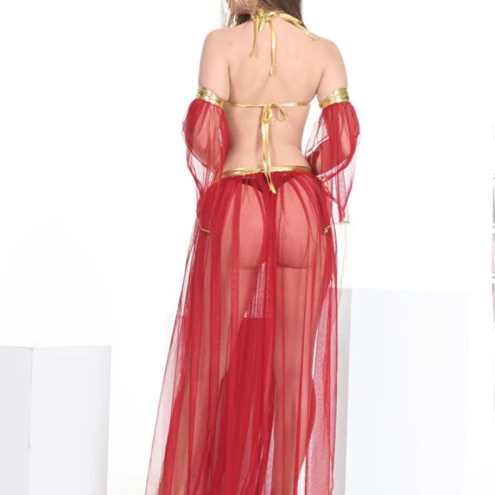 Kırmızı Püskül Detaylı Tül Dans Kostümü, Sahne & Parti Kıyafeti