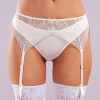 Golshan Gala Lace Garter Belt, Kadın Dantelli Ekru Jartiyer