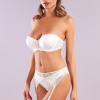 Golshan Gala Lace Garter Belt, Kadın Dantelli Ekru Jartiyer