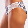 Golshan Goldy Mini Slip, Kadın Dantelli Gri Leopar Külot