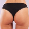 Golshan Glorin Mini Slip, Kadın Dantel Kenarlı Micro Sİyah Külot