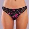 Golshan Gardenia Mini Slip, Kadın Dantelli Çiçek Baskılı Siyah Normal Bel Külot