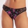 Golshan Gardenia Mini Slip, Kadın Dantelli Çiçek Baskılı Siyah Normal Bel Külot