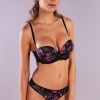Golshan Gardenia Mini Slip, Kadın Dantelli Çiçek Baskılı Siyah Normal Bel Külot