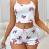Kadın Fiyonklu Beyaz Şortlu Pijama Takımı