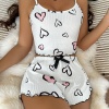 Beyaz Kalp Desen Detaylı 2Lİ Pijama Takımı