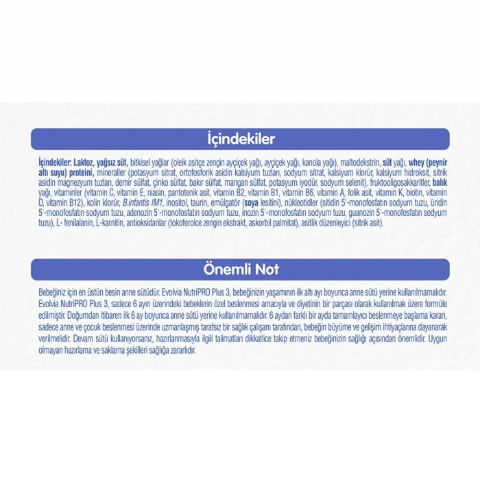 Evolvia Nutripro Plus 3 Devam Sütü 800 gr 1-3 Yaş