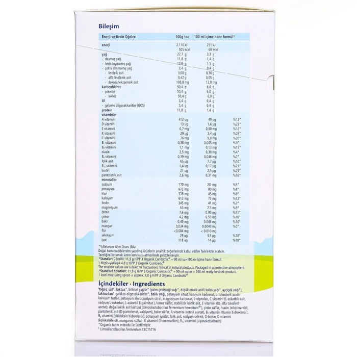 Hipp 3 Organik Combiotic Çocuk Devam Sütü 800 gr 1+ Yaş