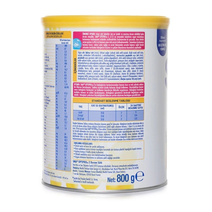 Sma Optipro Probiyotik 2 Bebek Devam Sütü 800 gr 6-12 Ay