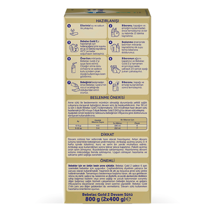 Bebelac Gold 2 Devam Sütü 800 gr 6-12 Ay