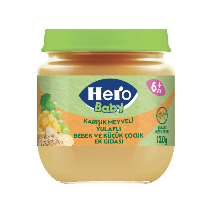 Hero Baby Karışık Meyveli Yulaflı Kavanoz Mama 120 gr