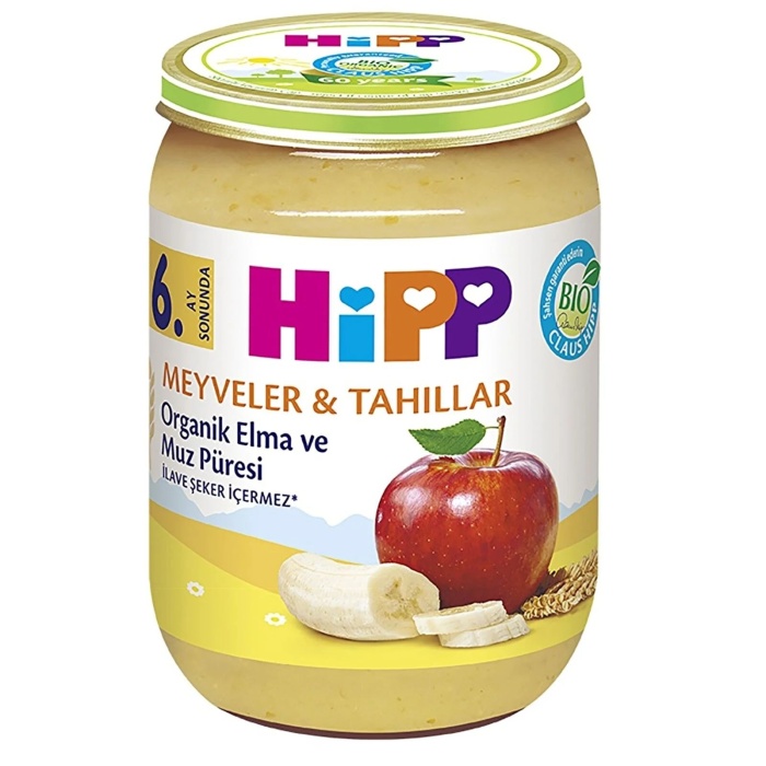 Hipp Organik Elmalı Muzlu Kavanoz Mama 190 gr