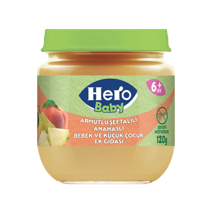 Hero Baby Armutlu Şeftalili Ananaslı Kavanoz Mama 125 gr