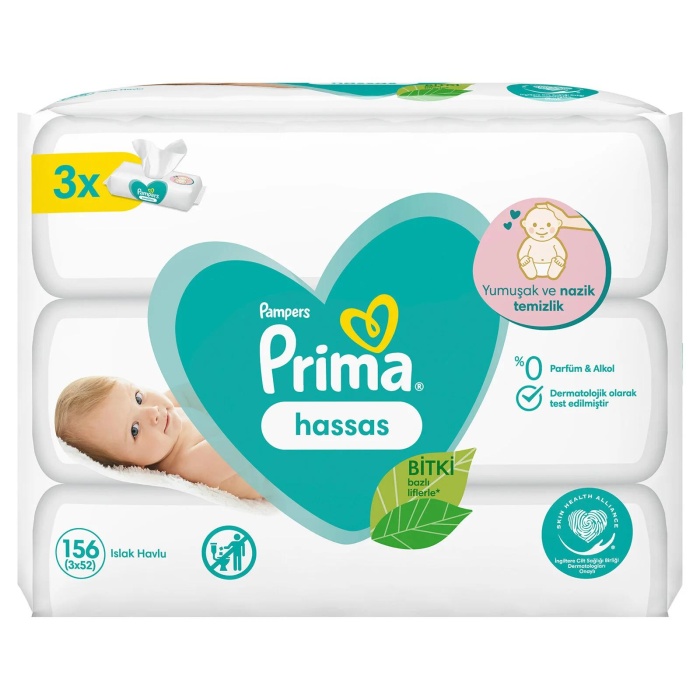 Prima Hassas Bebek Islak Mendil 3x52 Adet
