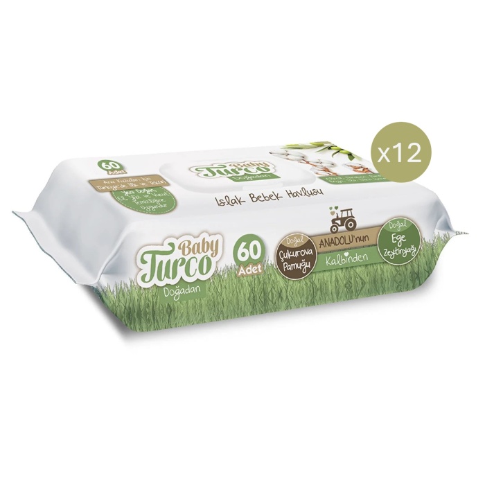 Baby Turco Doğadan Yenidoğan Bebek Islak Mendil 12x60 Adet