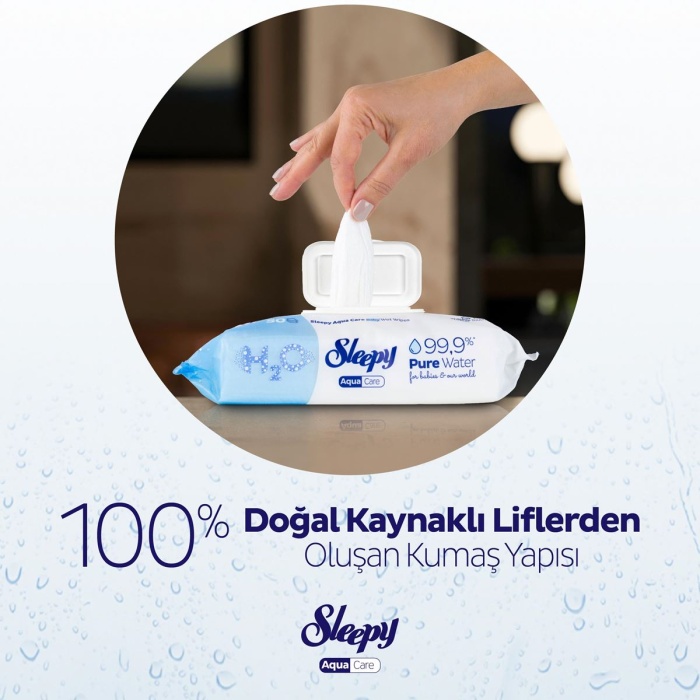 Sleepy Aqua Care H2O Yenidoğan Islak Bebek Havlusu 50 Adet