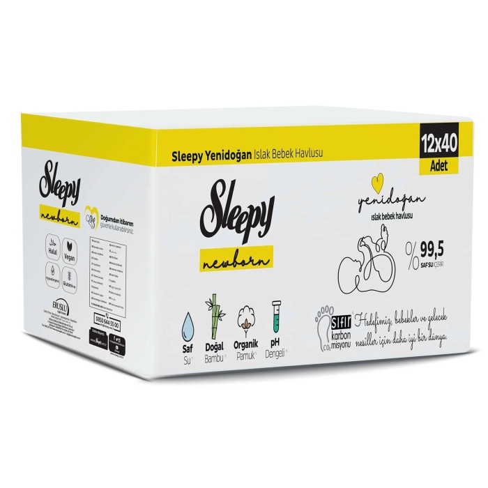Sleepy Natural Ultra Hassas Yenidoğan Bebek Islak Mendil 12x40 Adet