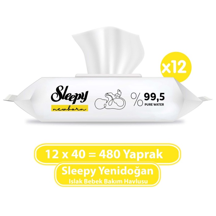 Sleepy Natural Ultra Hassas Yenidoğan Bebek Islak Mendil 12x40 Adet