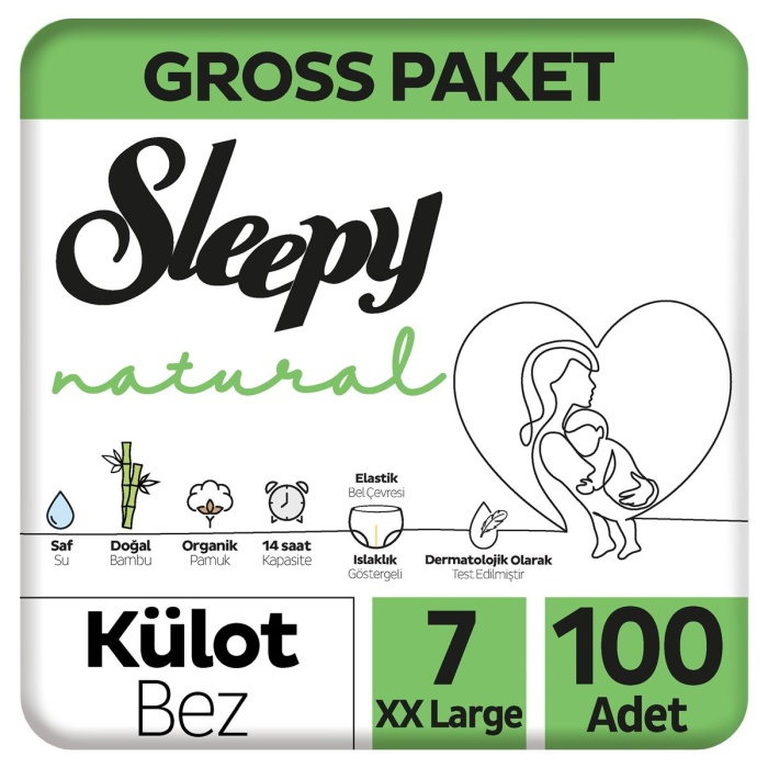 Sleepy Natural Gross Paket Külot Bez 7 Numara XXlarge 100 Adet
