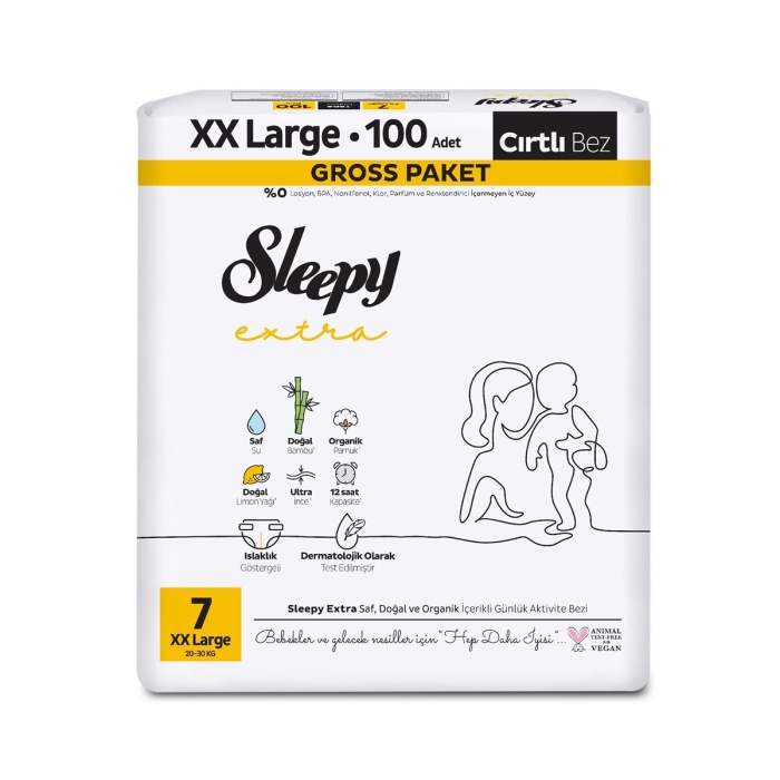 Sleepy Extra Günlük Aktivite Gross Paket Bebek Bezi 7 Numara XXlarge 100 Adet