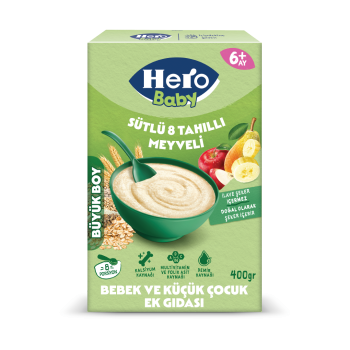 Hero Baby Sütlü 8 Tahıllı Meyveli Kaşık Maması 400 gr
