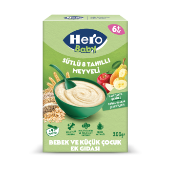 Hero Baby Sütlü Meyveli 8 Tahıllı Kaşık Maması 200 gr
