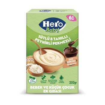 Hero Baby Sütlü 8 Tahıllı Peynirli Pekmezli Kaşık Maması 200 gr