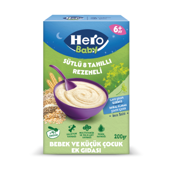 Hero Baby Gece Sütlü Rezeneli 8 Tahıllı Kaşık Maması 200 gr