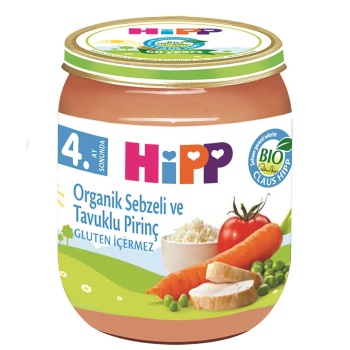 Hipp Organik Sebzeli Ve Tavuklu Pirinç Kavanoz Mama 125 gr