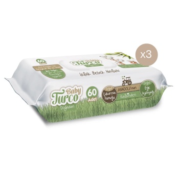 Baby Turco Doğadan Yenidoğan Bebek Islak Mendil 3x60 Adet