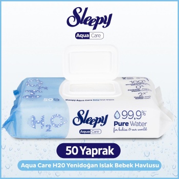 Sleepy Aqua Care H2O Yenidoğan Islak Bebek Havlusu 50 Adet
