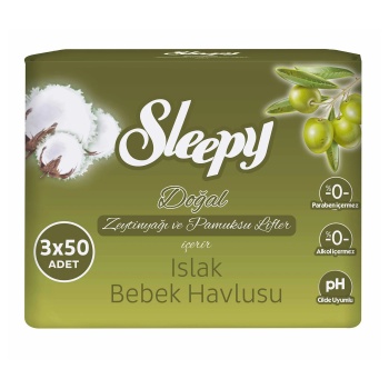 Sleepy Zeytinyağlı Bebek Islak Mendil 3x50 Adet