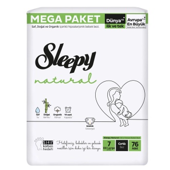 Sleepy Natural Mega Paket Bebek Bezi 7 Numara XXlarge 76 Adet
