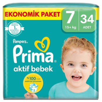 Prima Bebek Bezi Aktif Bebek Ekonomik Paket 7 Numara 34 Adet