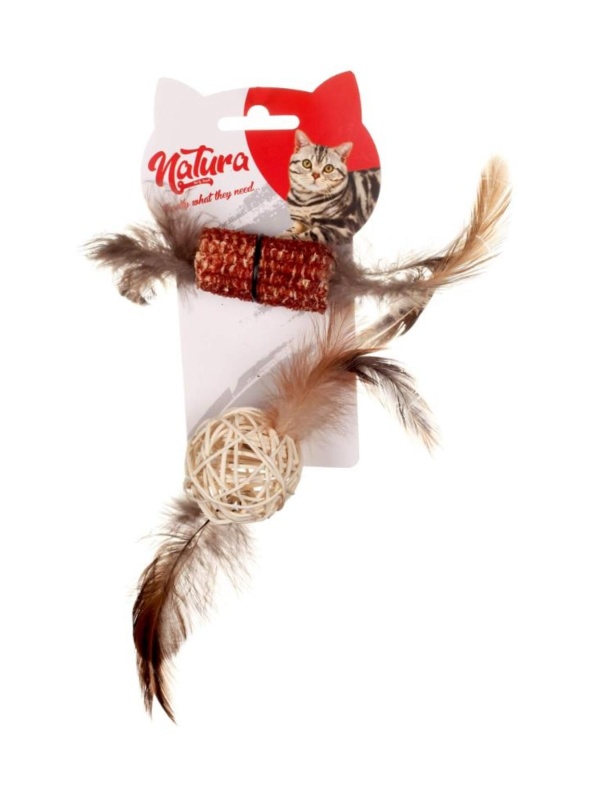 Tüylü Diş Kaşıma ve Bambu Top Kedi Oyuncak PTC005