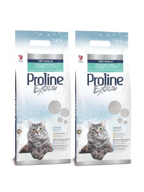 Proline Ekstra Gri Topaklanan 10 lt 2li Paket Sodium Bentonit Kedi Kumu