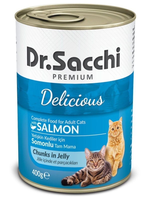 Dr.Sacchi Somonlu Yetişkin Kedi Konservesi 400 Gr - Petshopundan